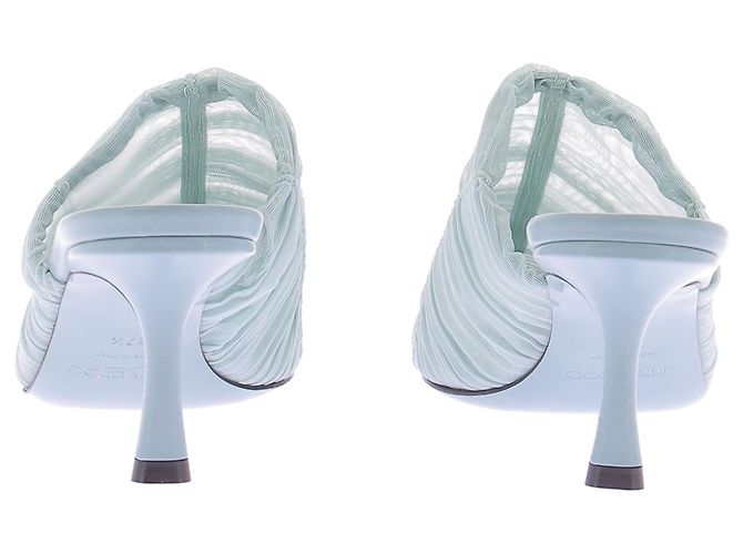 Jimmy Choo Mules Lotta 65 in tulle Blu - vista 7