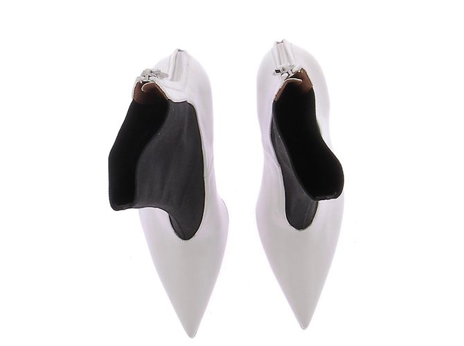 Alaïa Spitze Lederstiefeletten Weiß - Ansicht 3
