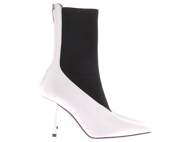 Alaïa Spitze Lederstiefeletten Weiß - Ansicht 6