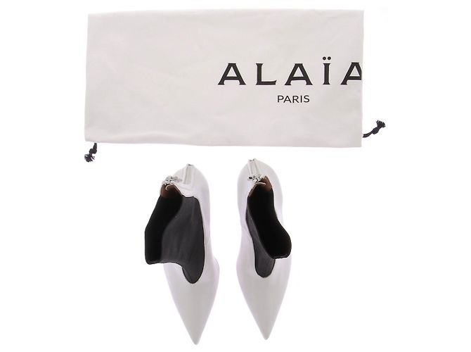 Alaïa Spitze Lederstiefeletten Weiß - Ansicht 8
