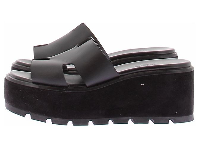 Hermès Mule Eze in pelle e scamosciato neri Nero - vista 2