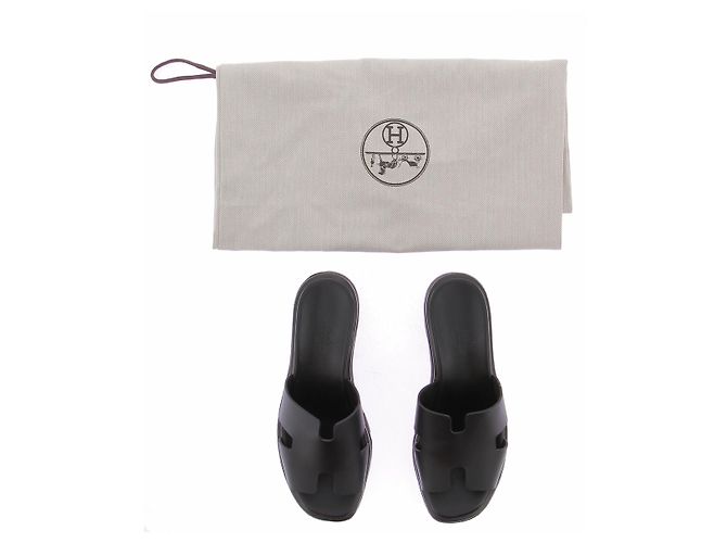 Hermès Mule Eze in pelle e scamosciato neri Nero - vista 8