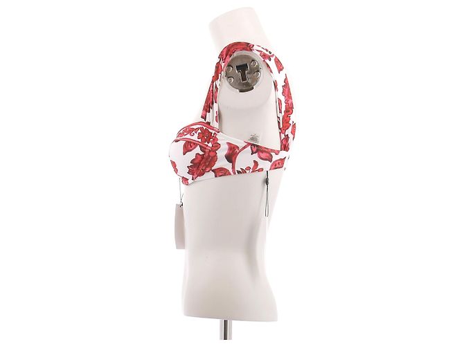 Autre Marque Top de bikini blanco con estampado floral Roja - vista 4