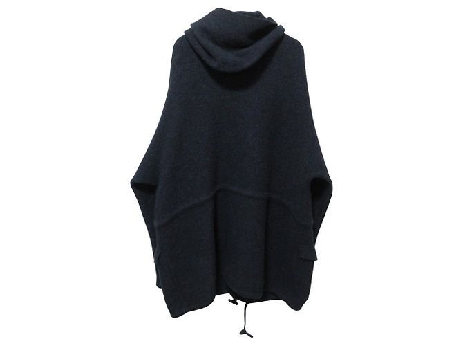 Autre Marque Abrigo con capucha de lana y alpaca 45R Azul Azul marino - vista 2