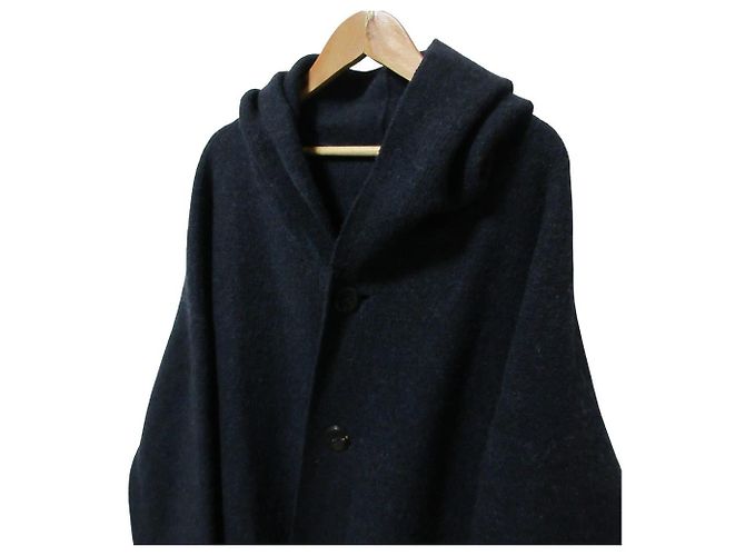 Autre Marque Abrigo con capucha de lana y alpaca 45R Azul Azul marino - vista 3