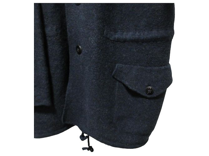 Autre Marque Abrigo con capucha de lana y alpaca 45R Azul Azul marino - vista 4