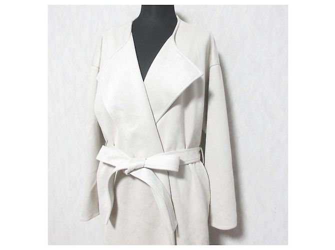 Autre Marque abahouse mavie Wildleder-Trenchcoat Beige - Ansicht 4