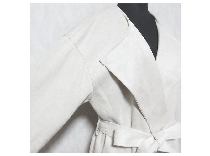 Autre Marque abahouse mavie Wildleder-Trenchcoat Beige - Ansicht 5