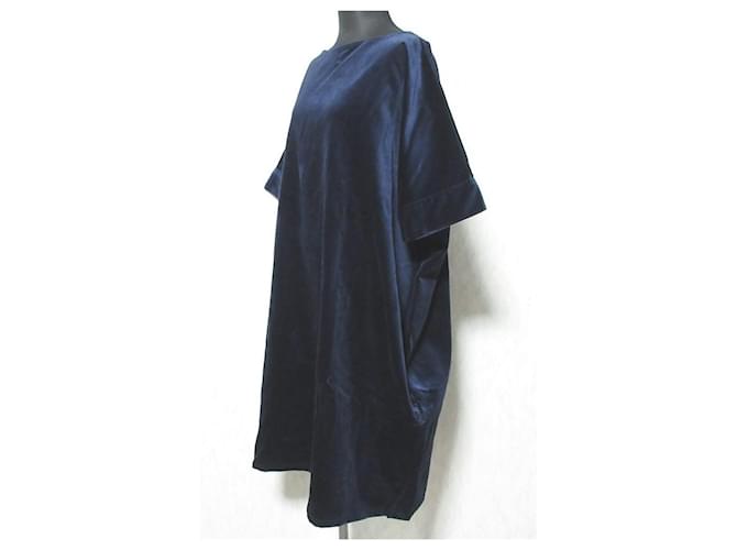 Autre Marque Honnete Samtkleid Blau - Ansicht 3