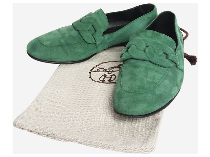 Hermès Mocassini in scamosciato verde - taglia EU 36.5 - vista 6