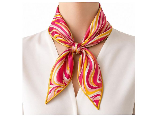 Emilio Pucci Grande sciarpa stampata rosa e gialla - vista 3