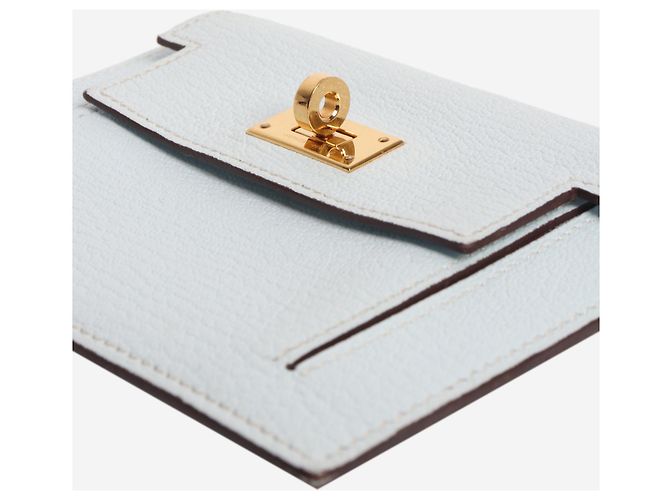 Hermès Cartera compacta Kelly Pocket de cabra Mysore Bleu Brume Azul - vista 3
