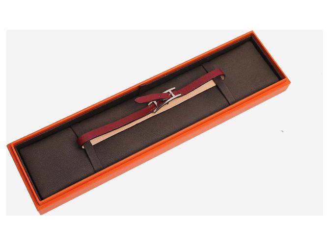 Hermès Bracciale in pelle rossa Rosso - vista 3