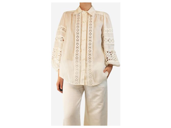 Zimmermann Blusa blanca de mangas abullonadas con bordado - talla UK 8 Blanco - vista 3