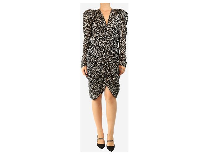 Isabel Marant Mini-Kleid mit V-Ausschnitt aus schwarzem Lurex - Größe UK 12 - Ansicht 3