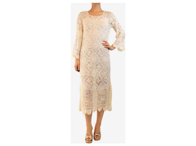 Autre Marque Vestido maxi de ganchillo blanco - talla M - vista 3