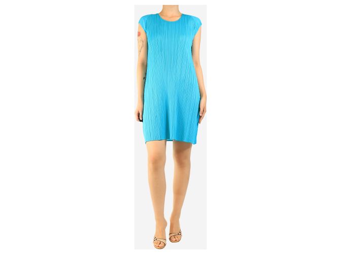 Pleats Please Vestido plisado sin mangas azul - talla S - vista 3