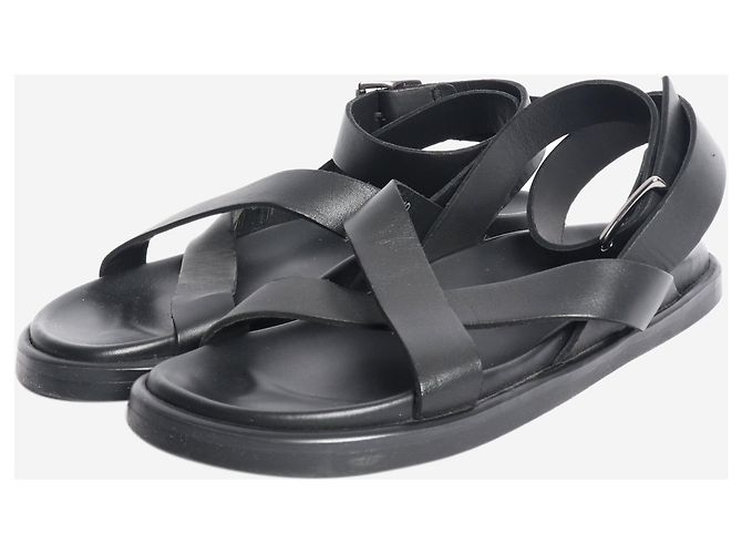 Autre Marque Schwarze chunky Riemchen-Ledersandalen - Größe EU 41 (UK 8) - Ansicht 2