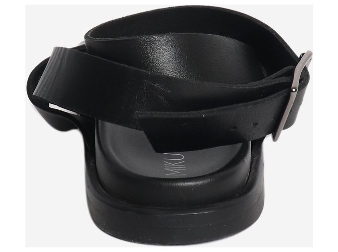 Autre Marque Schwarze chunky Riemchen-Ledersandalen - Größe EU 41 (UK 8) - Ansicht 3