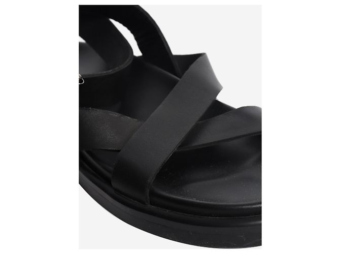 Autre Marque Schwarze chunky Riemchen-Ledersandalen - Größe EU 41 (UK 8) - Ansicht 5