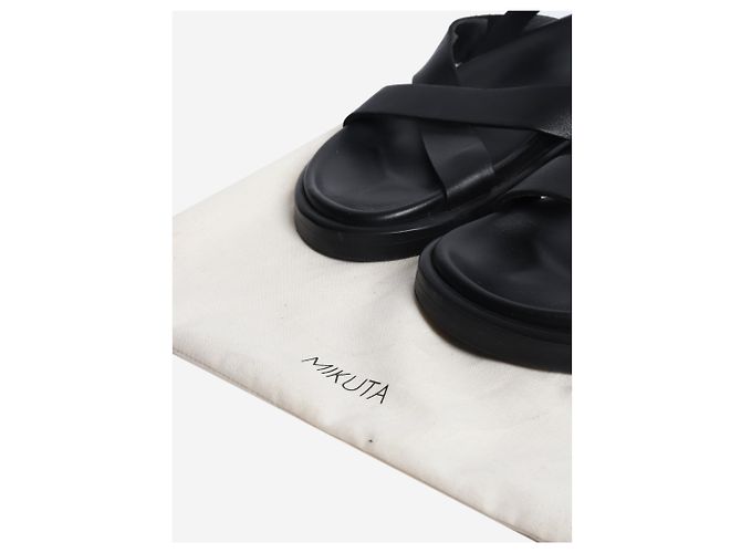 Autre Marque Schwarze chunky Riemchen-Ledersandalen - Größe EU 41 (UK 8) - Ansicht 6