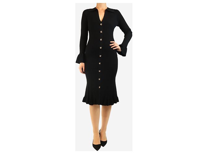 Herve Leger Schwarzes geripptes Midikleid - Größe S - Ansicht 3