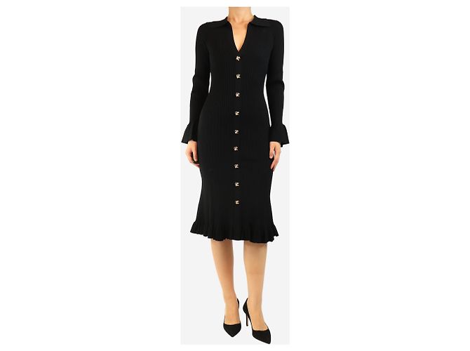 Herve Leger Schwarzes geripptes Midikleid - Größe S - Ansicht 4