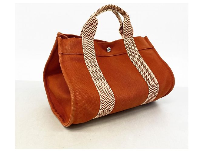 Hermès Borsa in tela Hermes Cannes PM Arancione - vista 2