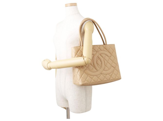 Borsa Tote Chanel Matelassé Beige - vista 4