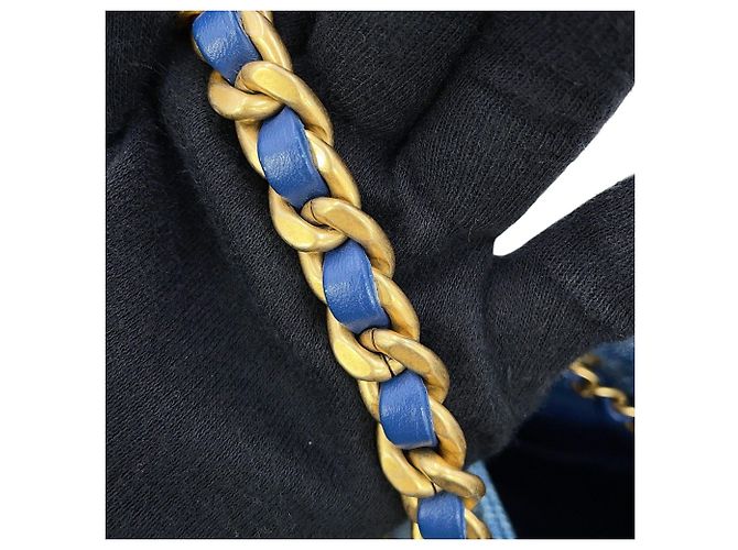 Borsa a Spalla Chanel Matelassé Chain Blu - vista 10