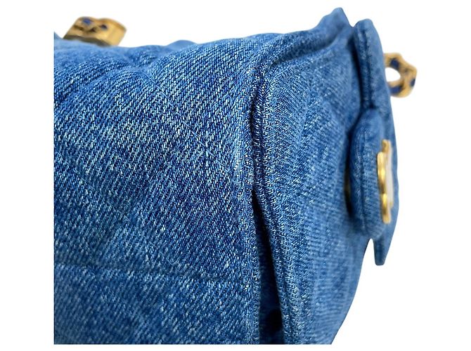 Borsa a Spalla Chanel Matelassé Chain Blu - vista 6