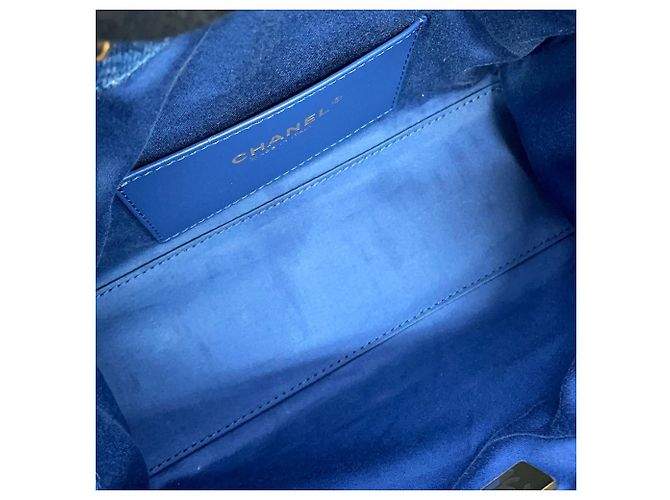 Borsa a Spalla Chanel Matelassé Chain Blu - vista 8