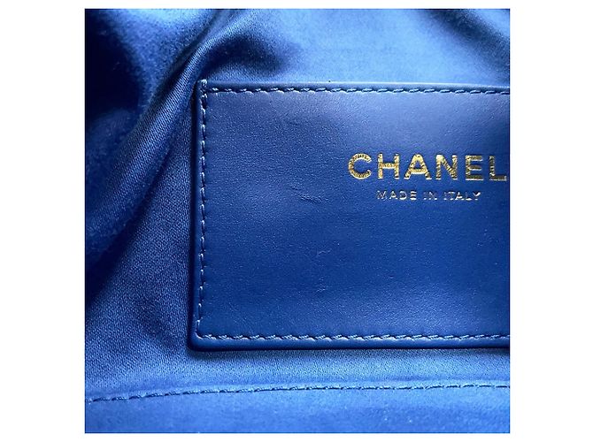 Borsa a Spalla Chanel Matelassé Chain Blu - vista 9