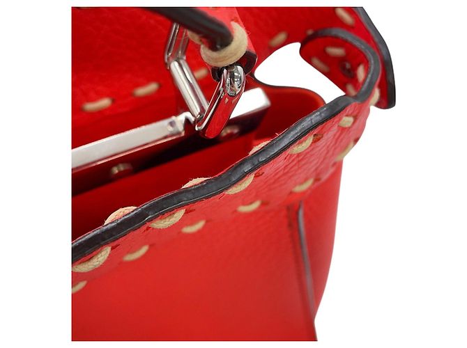 Fendi Mini Peekaboo Lederhandtasche Orange - Ansicht 10