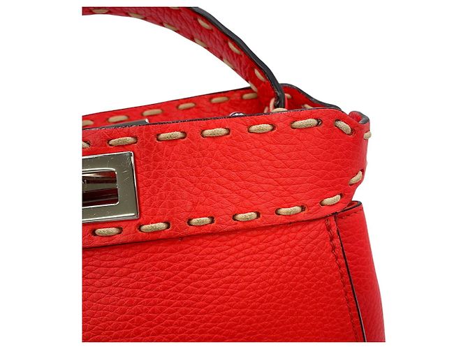 Fendi Mini Peekaboo Lederhandtasche Orange - Ansicht 15