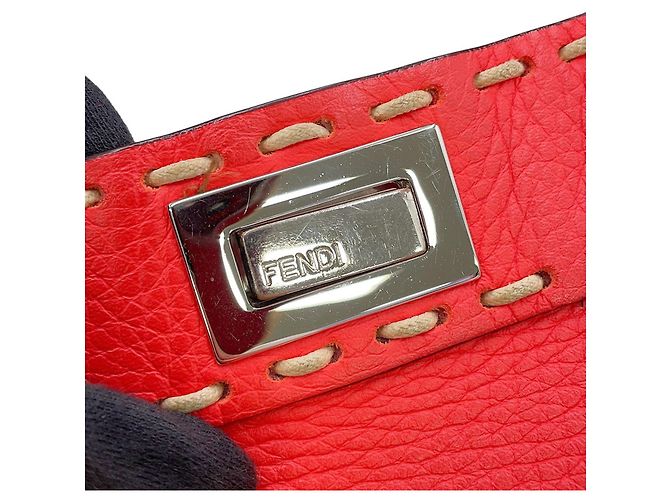 Fendi Mini Peekaboo Lederhandtasche Orange - Ansicht 18