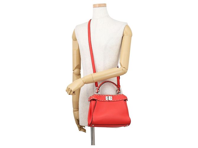 Fendi Mini Peekaboo Lederhandtasche Orange - Ansicht 5