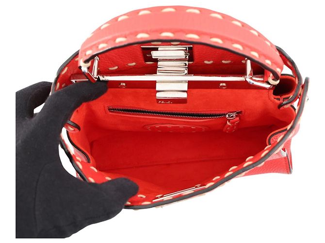 Fendi Mini Peekaboo Lederhandtasche Orange - Ansicht 6