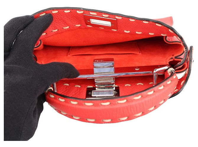 Fendi Mini Peekaboo Lederhandtasche Orange - Ansicht 7
