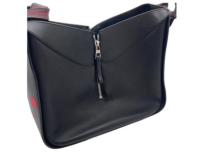 Borsa a mano in pelle Loewe Hammock Small Nero Rosso - vista 13