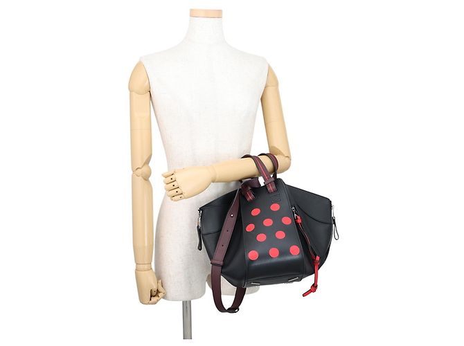 Borsa a mano in pelle Loewe Hammock Small Nero Rosso - vista 4