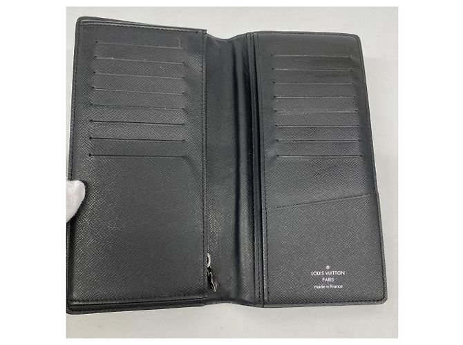 Louis Vuitton Monogram Eclipse Portefeuille Brazza Long Wallet M61697 Nero - vista 3