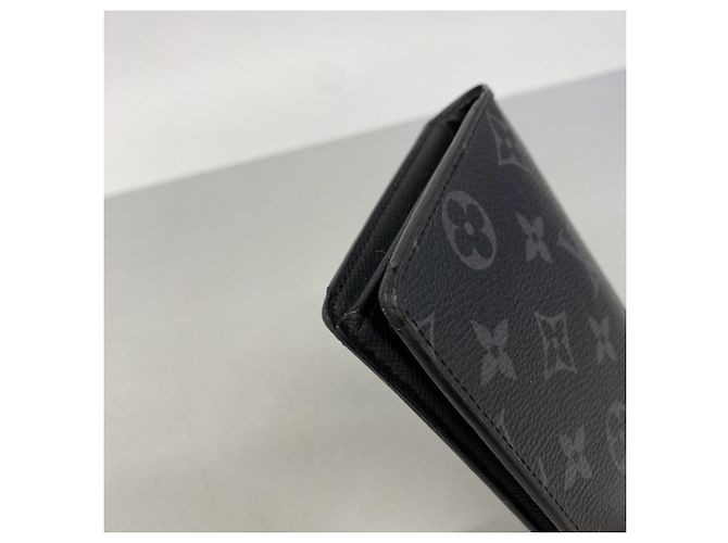 Louis Vuitton Monogram Eclipse Portefeuille Brazza Long Wallet M61697 Nero - vista 5