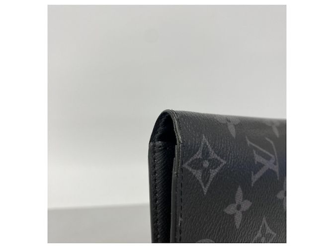 Louis Vuitton Monogram Eclipse Portefeuille Brazza Long Wallet M61697 Nero - vista 6