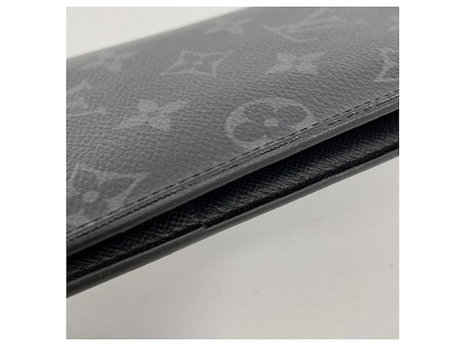 Louis Vuitton Monogram Eclipse Portefeuille Brazza Long Wallet M61697 Nero - vista 7