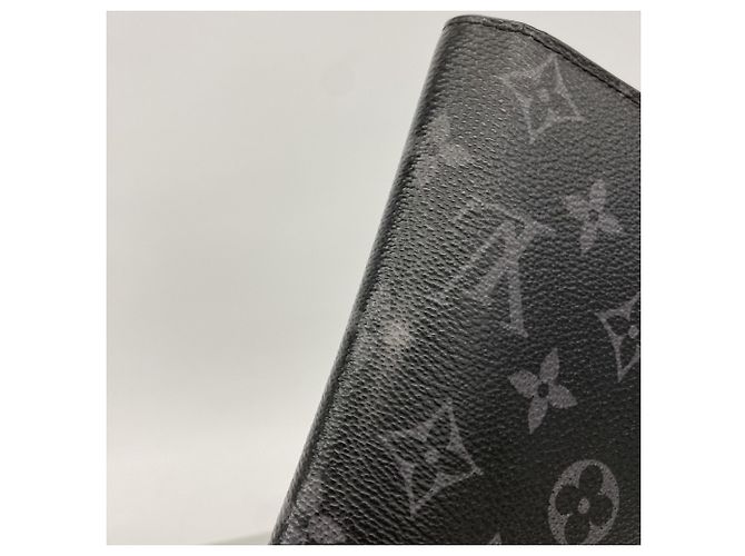 Louis Vuitton Monogram Eclipse Portefeuille Brazza Long Wallet M61697 Nero - vista 8
