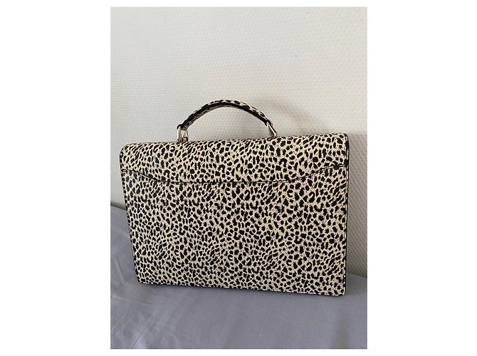 Céline Borsa Cartella in pelle stampa leopardata Nero Bianco Stampa leopardo - vista 3