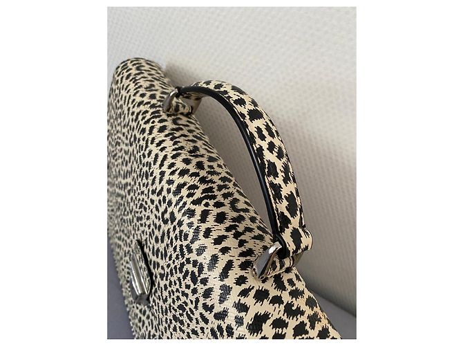 Céline Borsa Cartella in pelle stampa leopardata Nero Bianco Stampa leopardo - vista 7