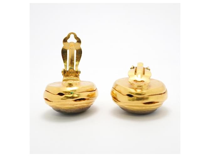 Orecchini a clip Chanel Oro e Grigio Marrone D'oro - vista 3
