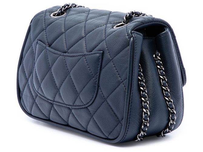 Chanel Blue Quilted Calfskin Frame in Chain Flap Blu navy - vista 2